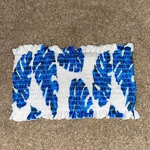 Shein Small Blue Leaf Lace-Up Bandeau